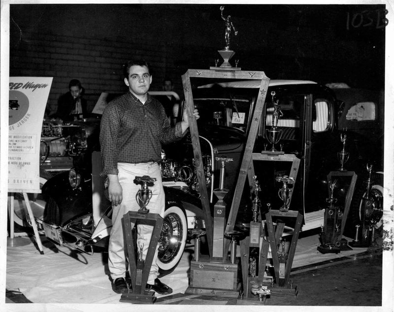 Black-and-white archive photo from the early years of Squeeg’s Kustoms