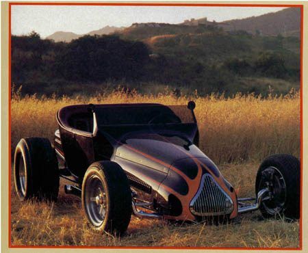 Vintage color photo of a Squeeg’s-built roadster from the shop archive